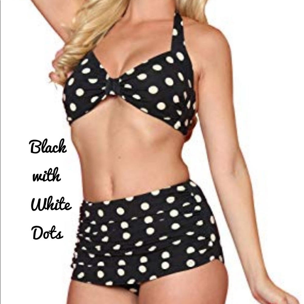 Esther Williams two piece black polka dot swimsuit